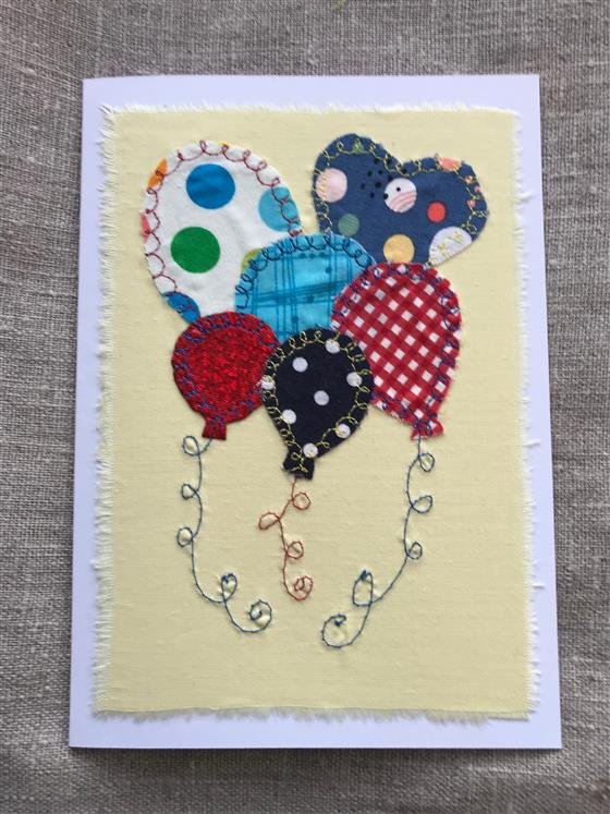 bunch of celebration balloons card on yellow