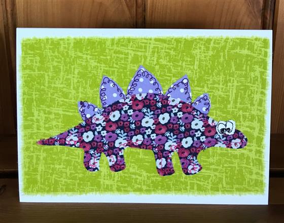 purple steg dinosaur greeting card