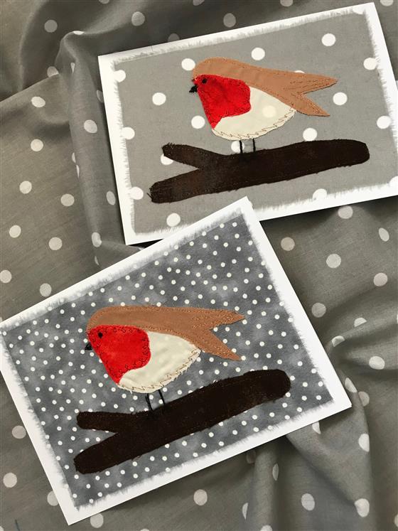 robin greeting card on assorted grey spots