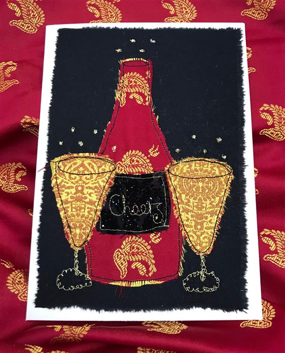 cheers champagne and glasses greeting card