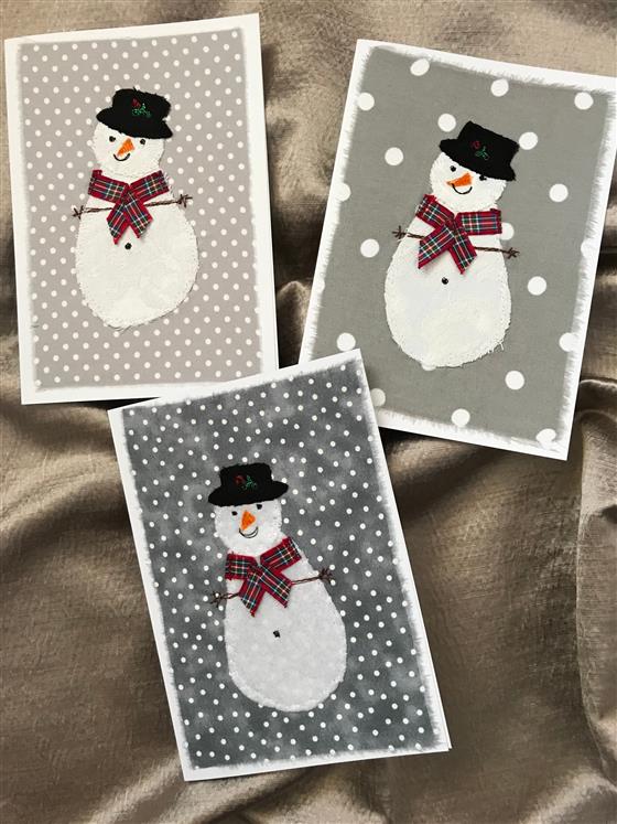 snowman card on assorted grey spots