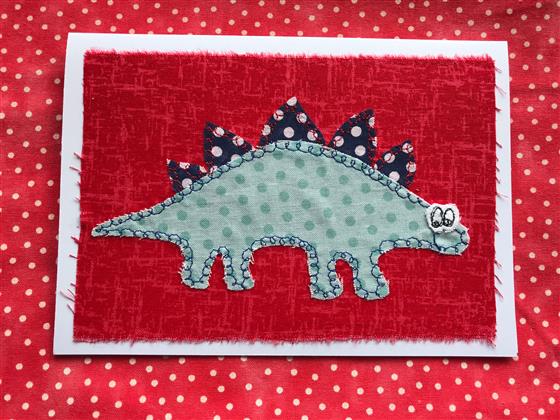 blue spotty steg greeting card on red