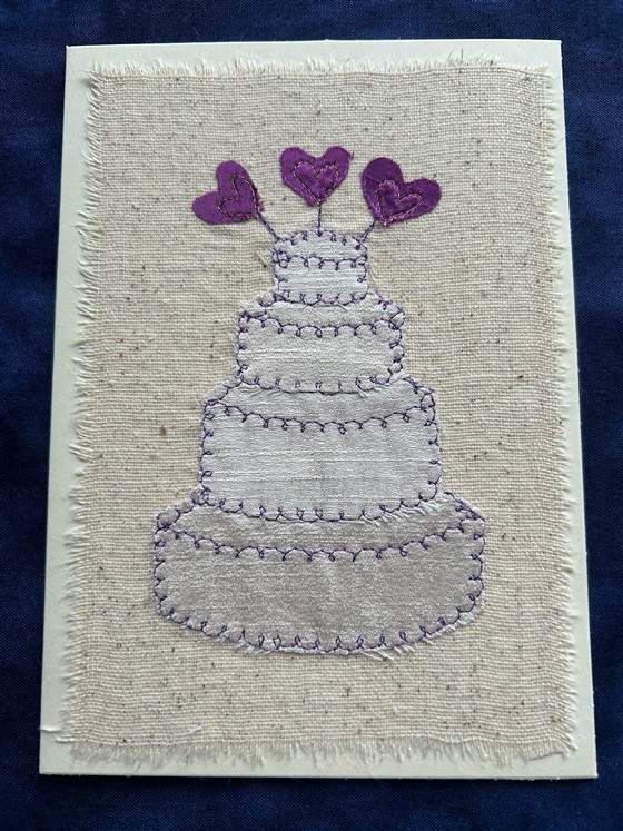 wedding cake on cream greeting card