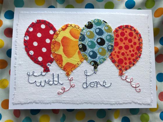 well done balloons card in bright spots on white