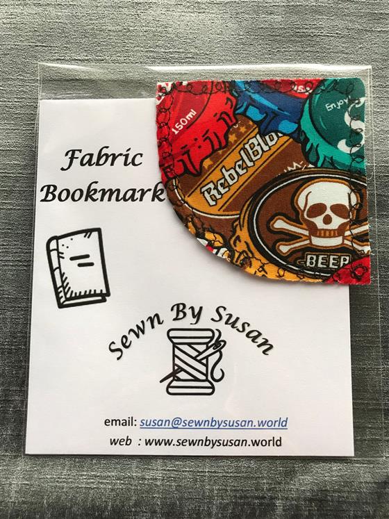 corner bookmark - bottle top fabric