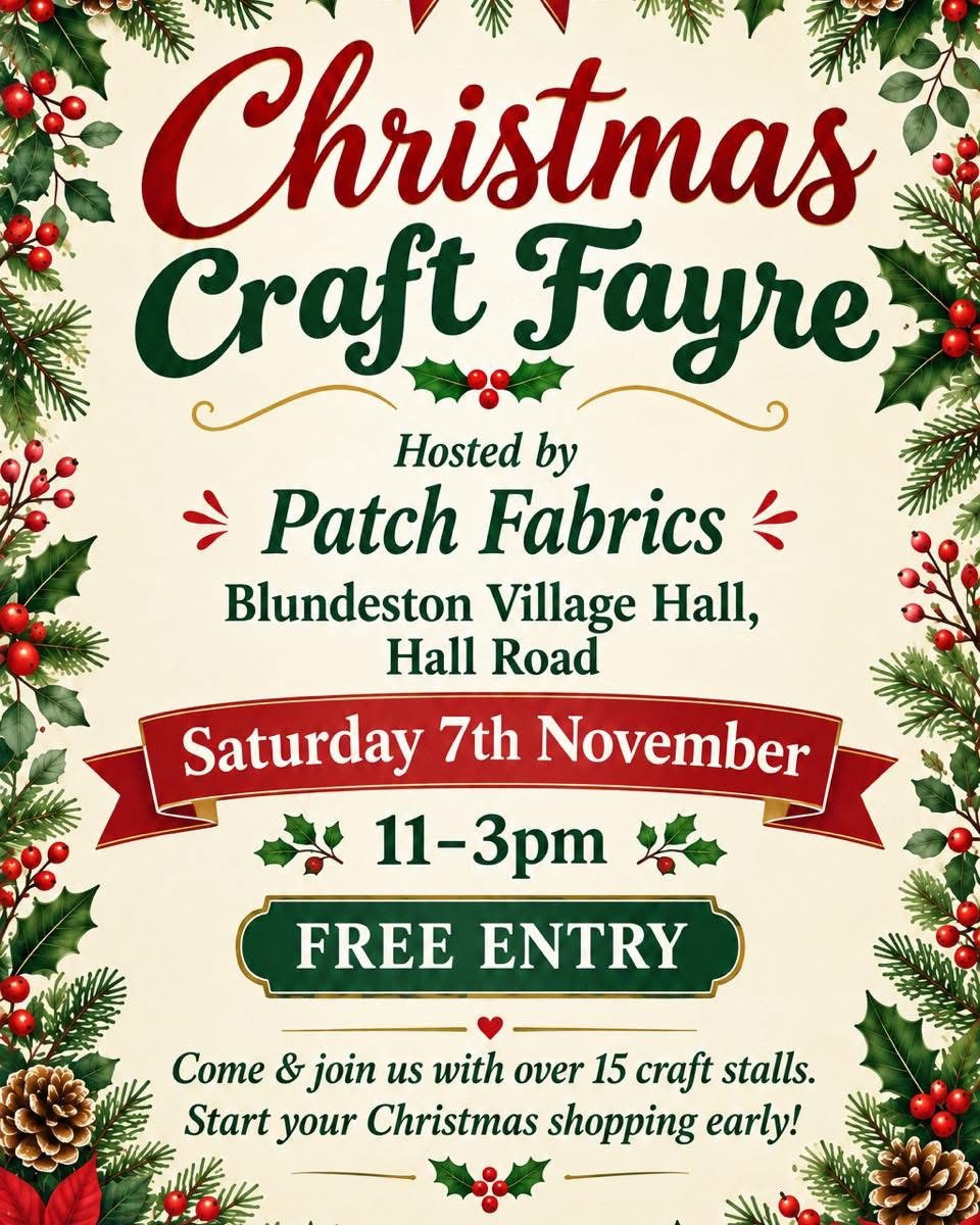7th November 2026- Christmas Fayre at Blundeston Village Hall, Hall Road, Blundeston, NR32 5BJ