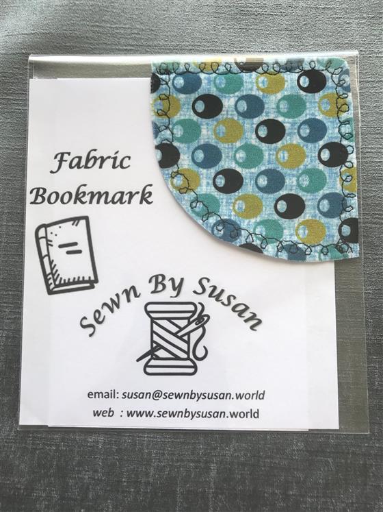 corner bookmark - bowling ball spots fabric