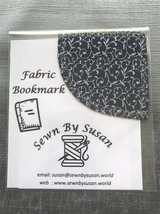 corner bookmark - navy and silver fabric