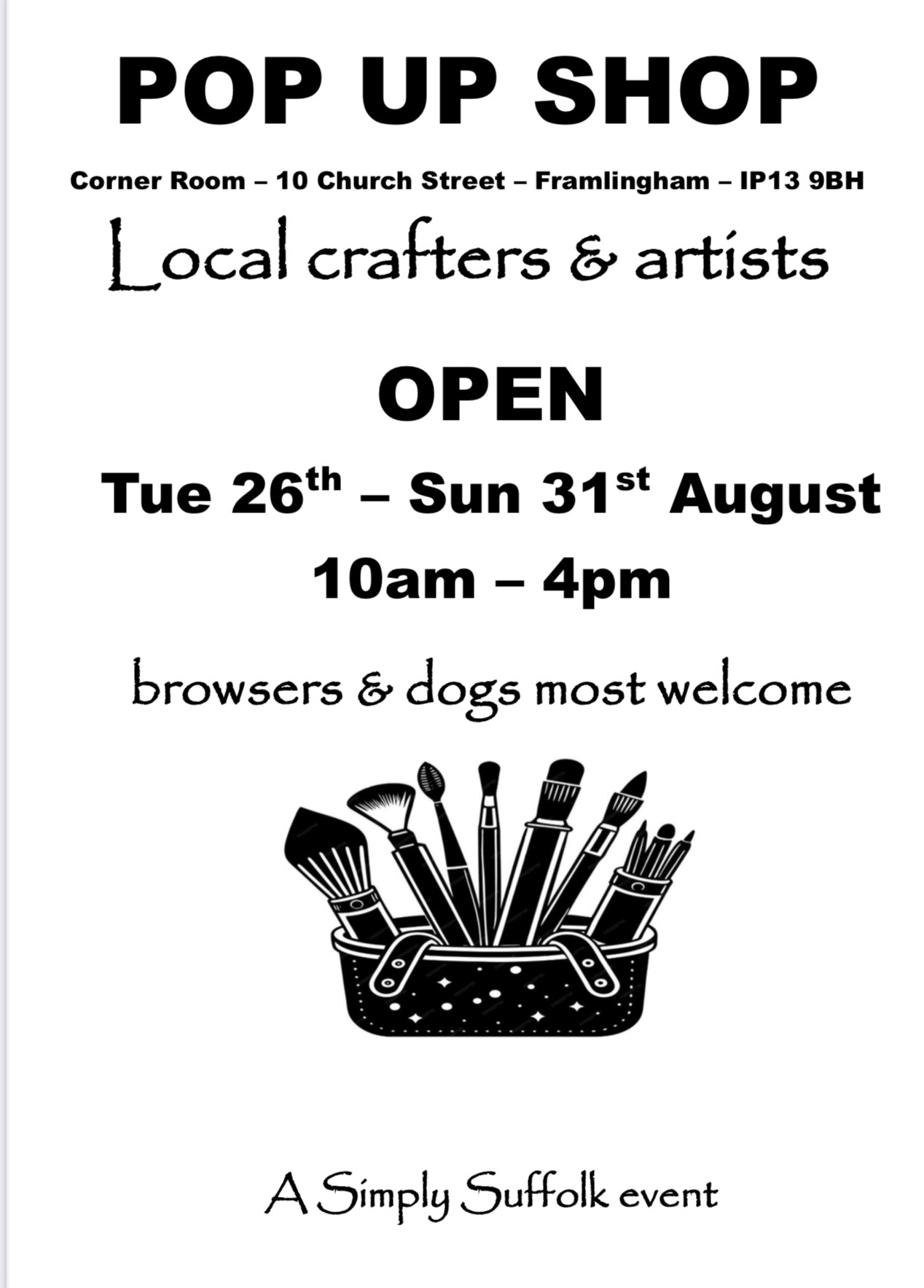 26th – 31st August 2025 - The Corner Room, 10 Church Street in Framlingham, IP13 9BH