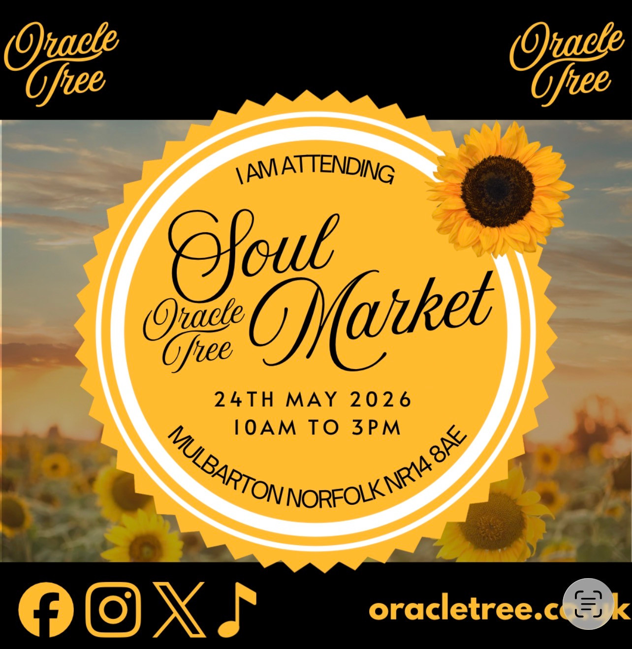 24th May 2026 - The Oracle Tree Soul Market, Mulbarton Village Hall, The Common, Mulbarton, Norfolk, NR14 8AE
