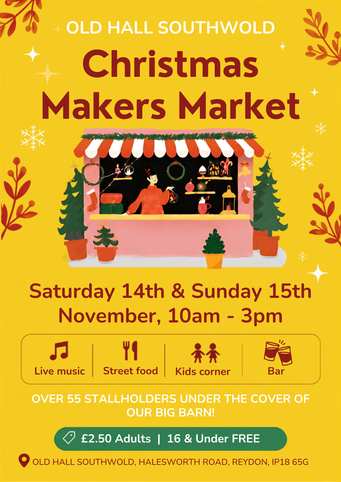 14th & 15th November 2026 - Grand Makers Market, Old Hall Café & Walks, Halesworth Road, Reydon, Southwold, IP18 6SG